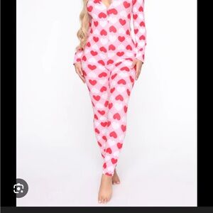 Fashion Nova Pink Heart Pajama Set